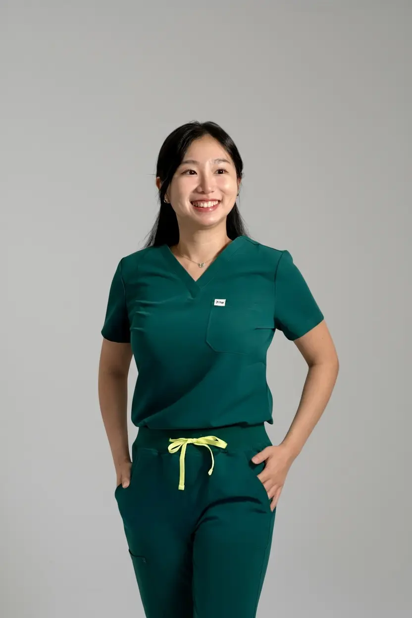 ORO Green One-Pocket Scrub Top - Jirle