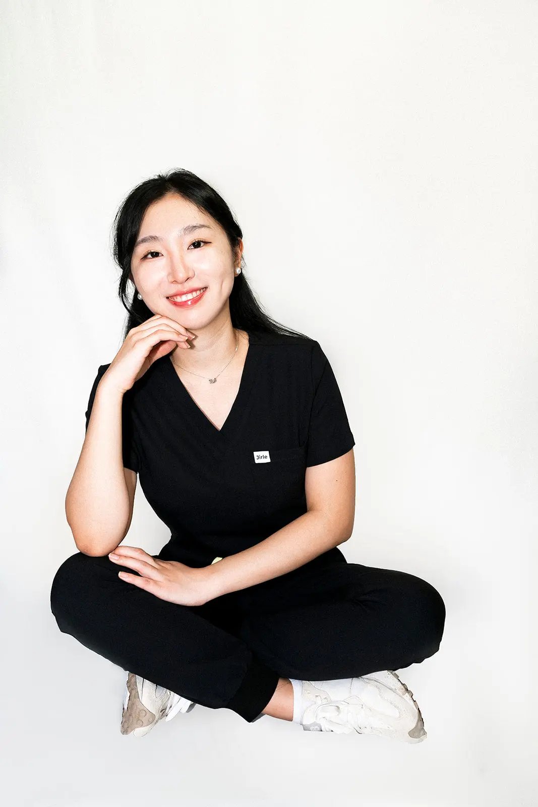 ORO Black One-Pocket Scrub Top Jirle