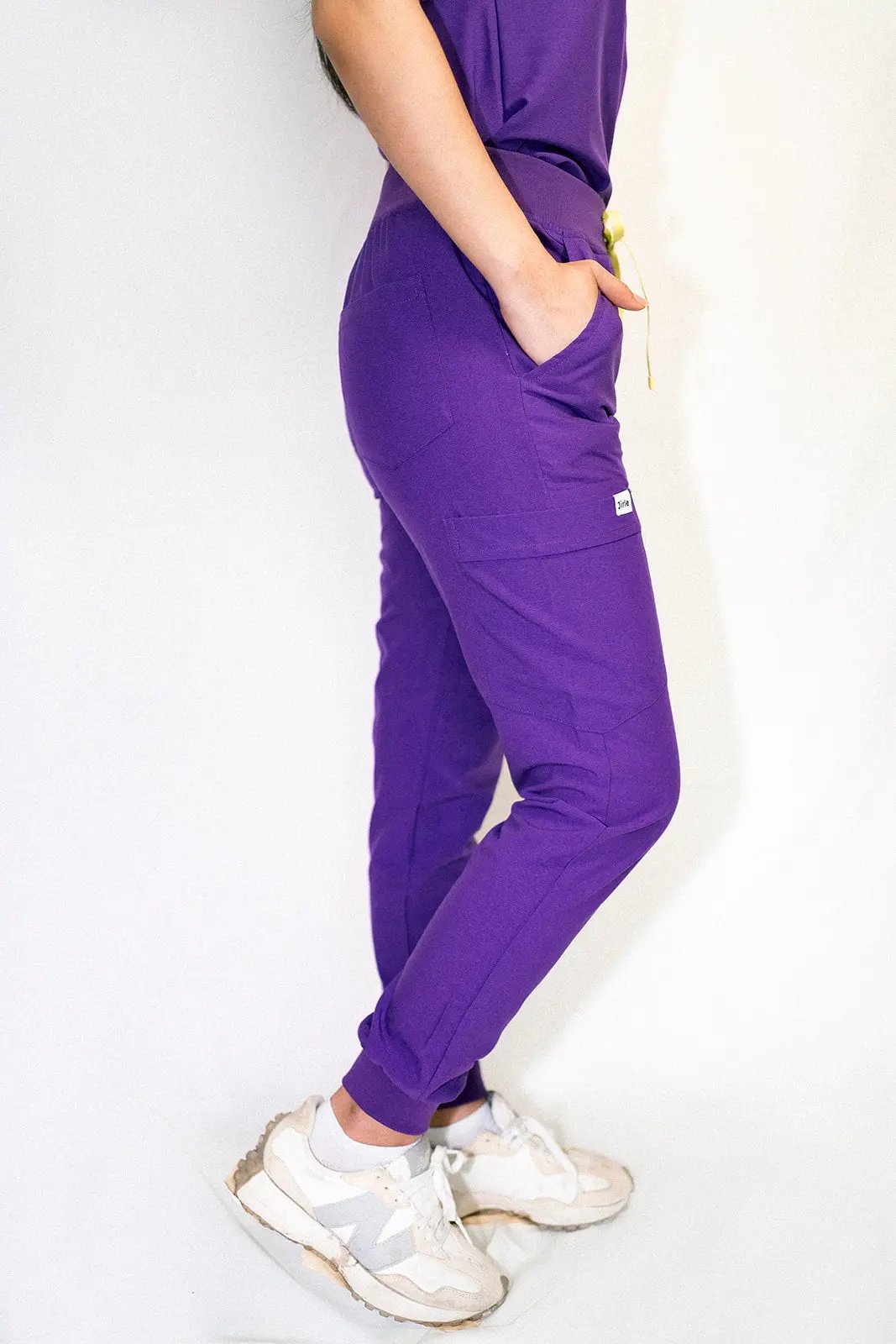 ORO Women's Purple Scrub Joggers Classic Fit Medical Pants - Jirle