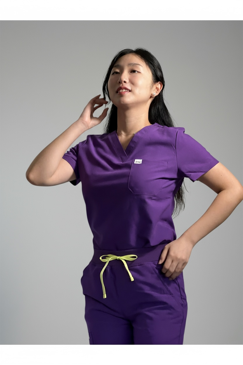 ORO Women’s Scrub Top Purple Breathable and Stylish
