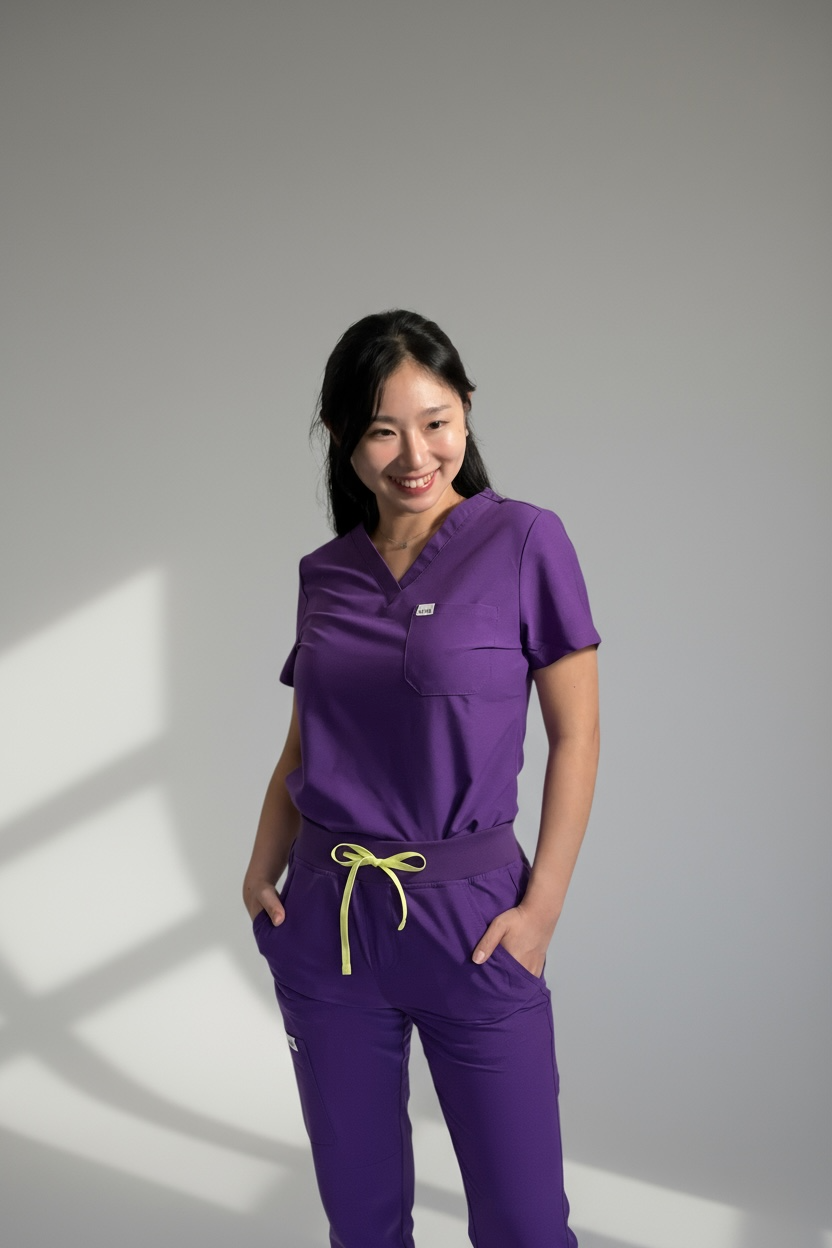 ORO Women’s Scrub Top Purple Breathable and Stylish
