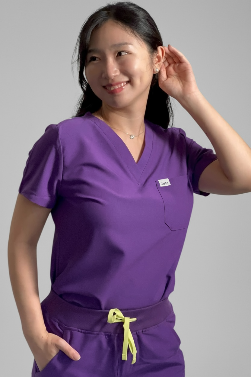 ORO Women’s Scrub Top Purple Breathable and Stylish
