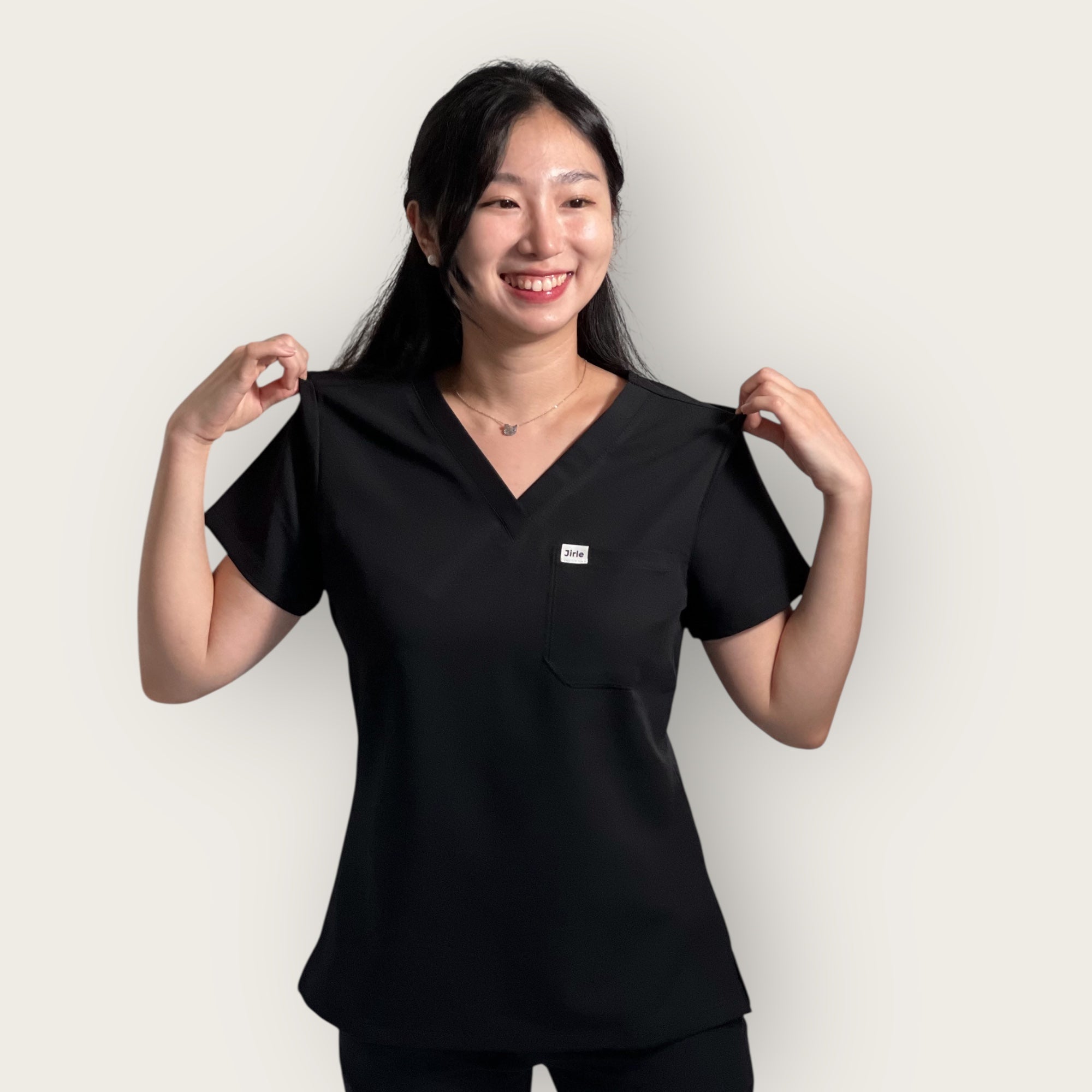 ORO Women’s Scrub Top Black Breathable and Stylish