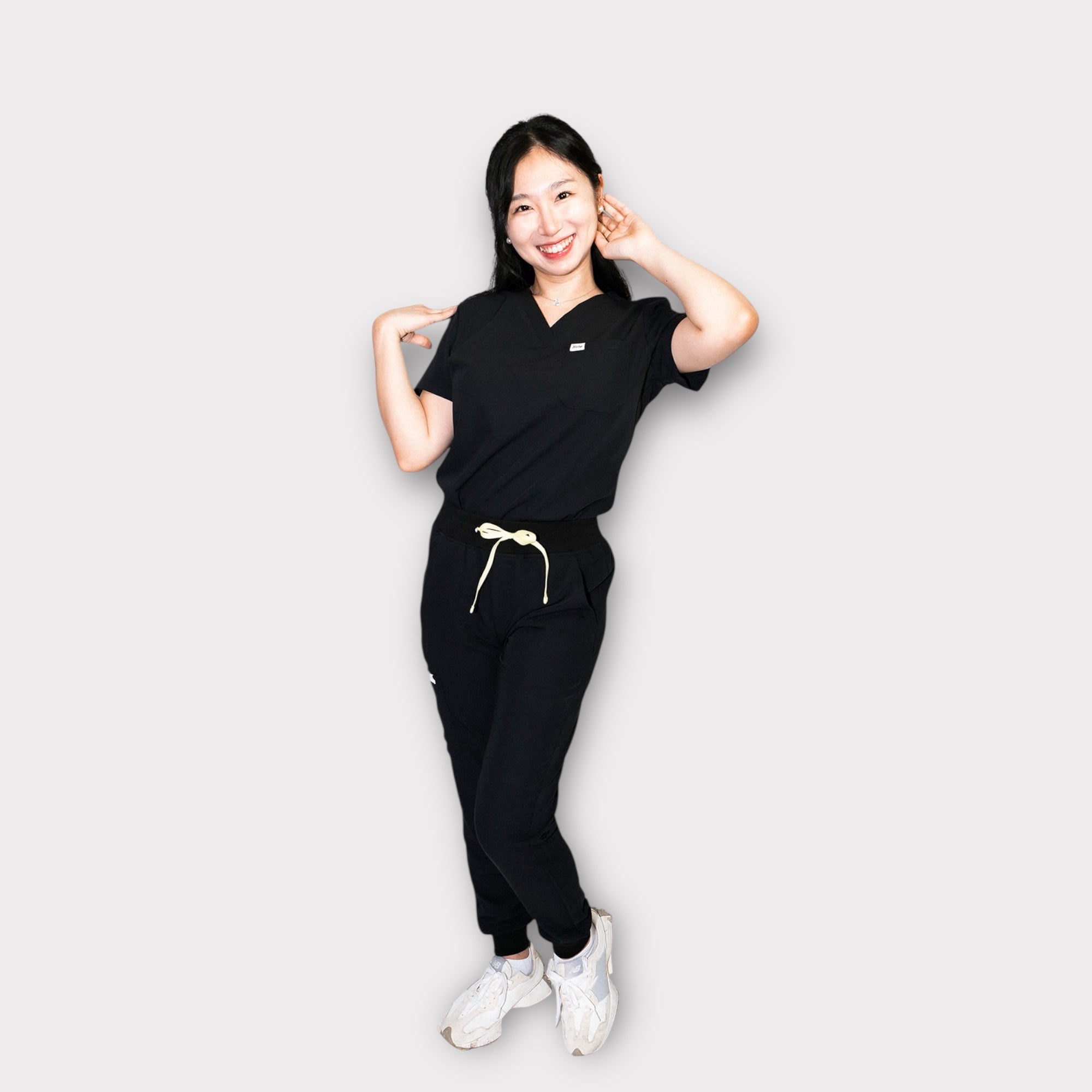 ORO Women’s Scrub Top Black Breathable and Stylish