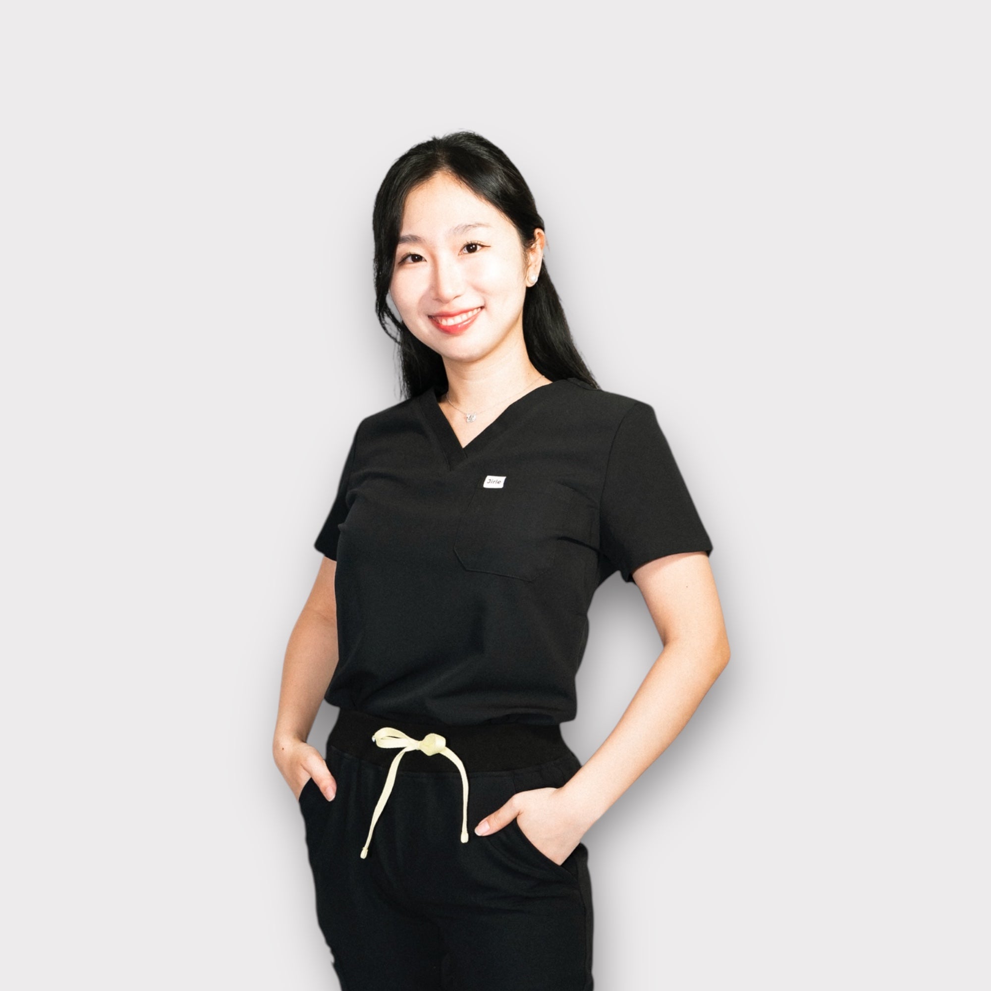 ORO Women’s Scrub Top Black Breathable and Stylish