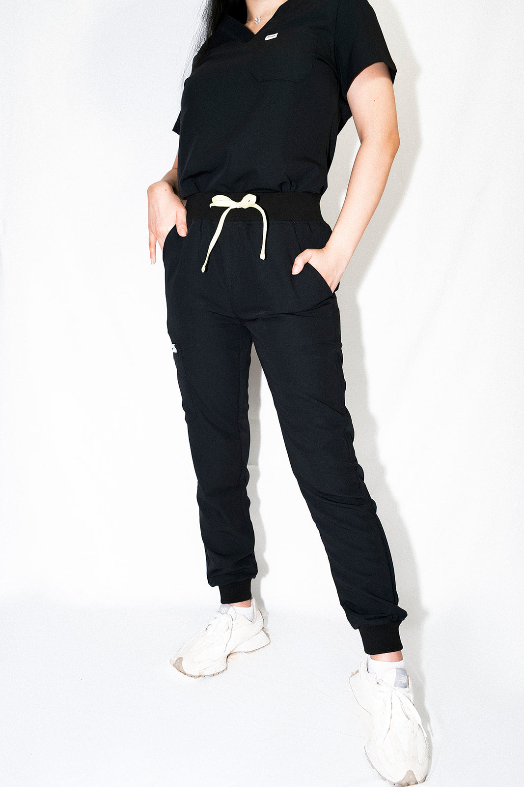 ORO Women's Black Scrub Joggers Classic Fit Medical Pants - Jirle